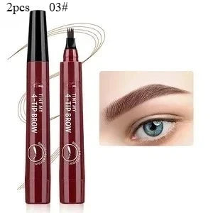 Four-pronged eyebrow pencil, four-end, long-lasting, non-smudged, water-resistant, anti-smudged eyebrow pencil Qme 03-2pcs