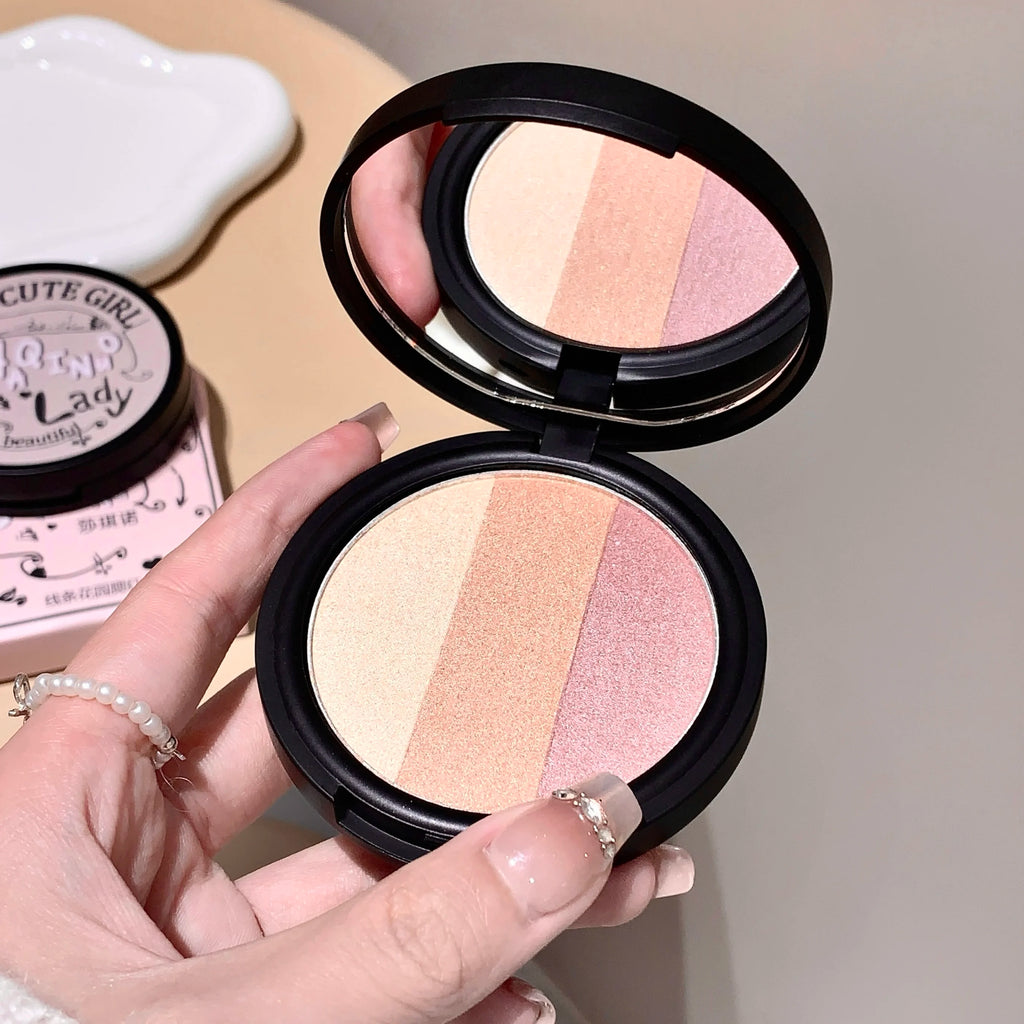 SHAQINUO Three-color Blush Matte Pearlescent Contouring Long-lasting Qme