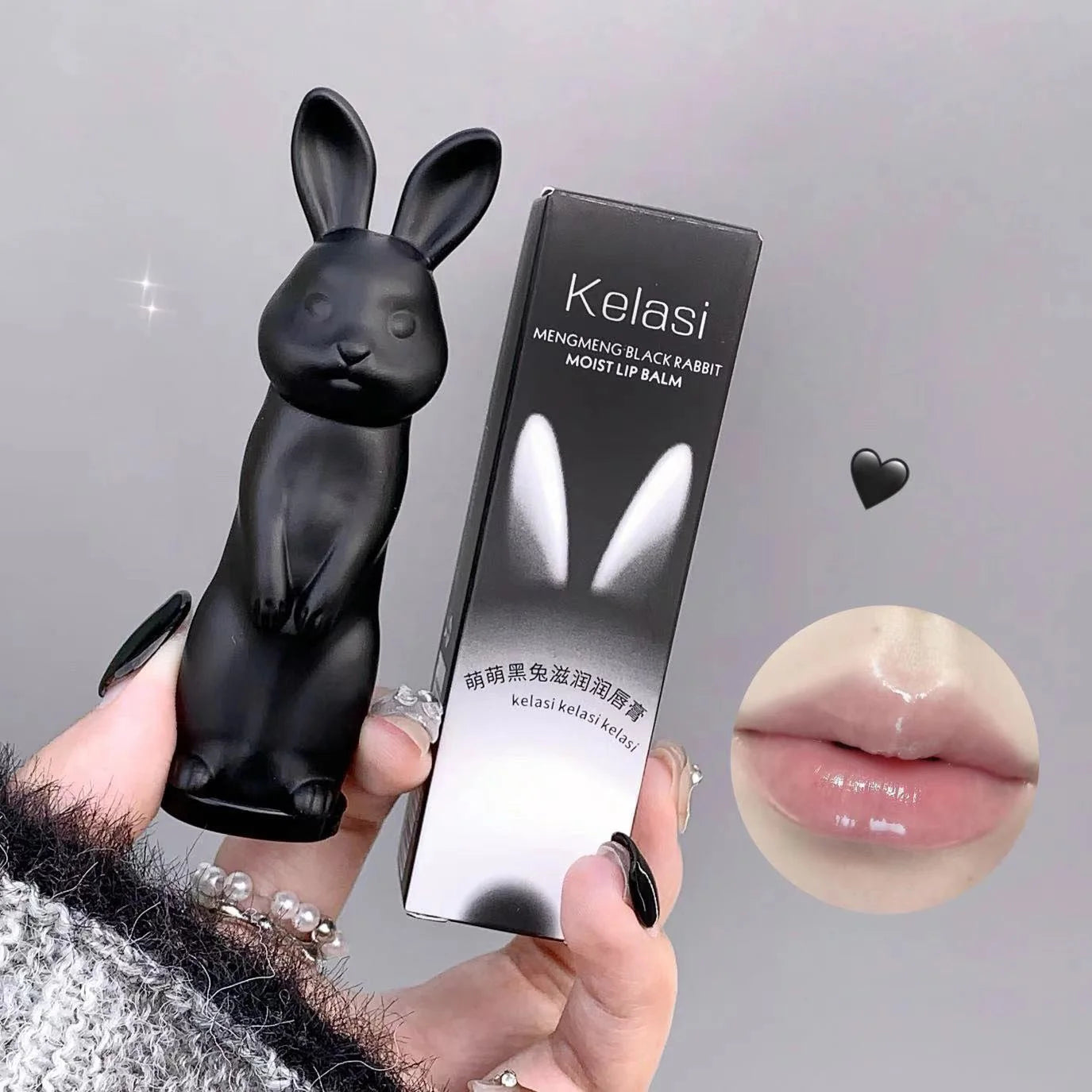 Cute Rabbit Moisturizing Lipstick Prevent Dryness Fade Lip Lines Qme black