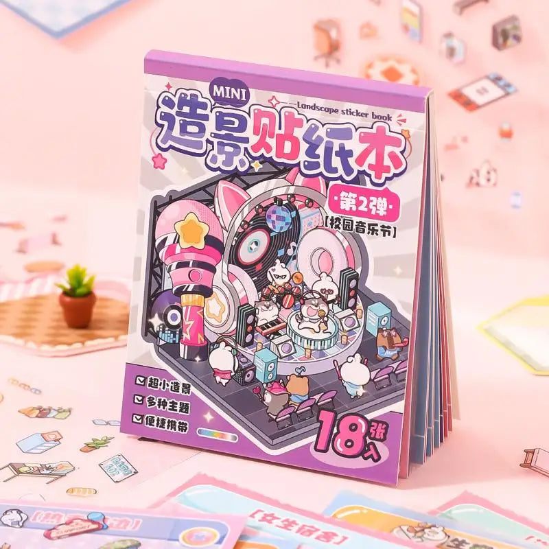 Mini Scenery Sticker Book DIY Handbook Material Miniature Scene Qme