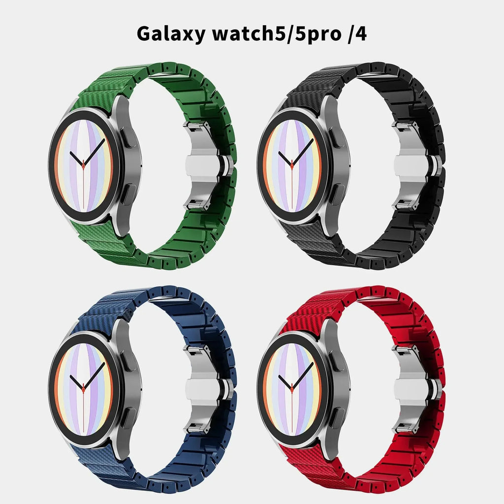No Gaps Carbon Fiber Strap For Samsung Galaxy Watch 6 Classic 43 47mm 6/5 40 44mm 42 46mm Bracelet For Watch 5Pro Quick Fit Band Qme