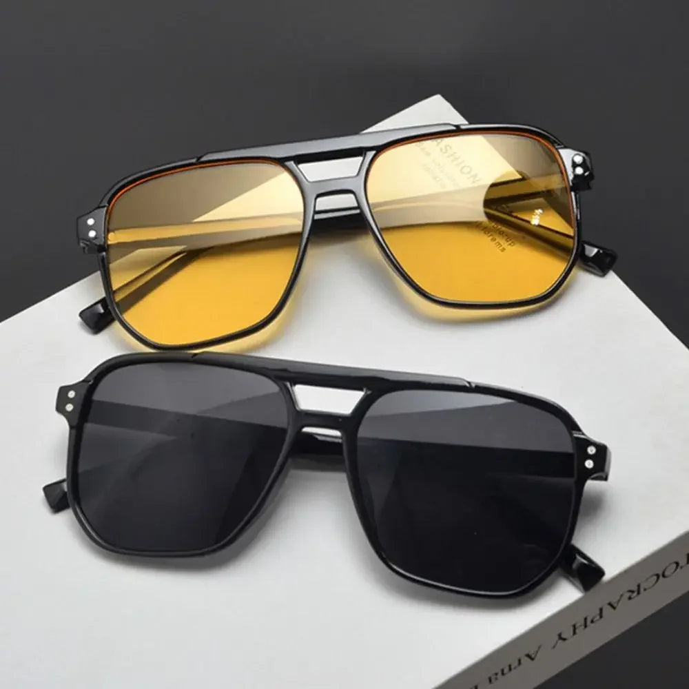 Punk Square Frame Sunglasses Anti-UV Retro Sunglasses Beach Eye Protection Black Shades Glasses for Women Men Travel Accessories Qme