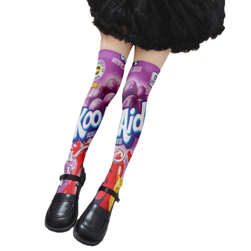 Fun Snacks Food Women's Stockings Skateboard Teen Harajuku Fashion Qme style3 One Size