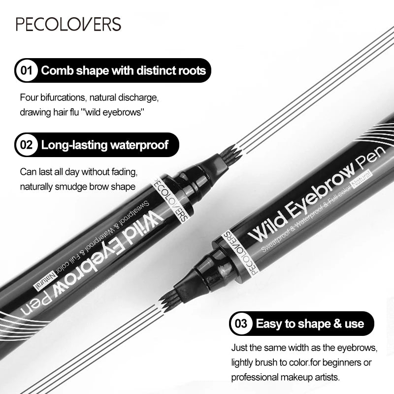 4 Fork Waterproof Eyebrow Pencil Women 3D Long Lasting Natural Liquid Qme