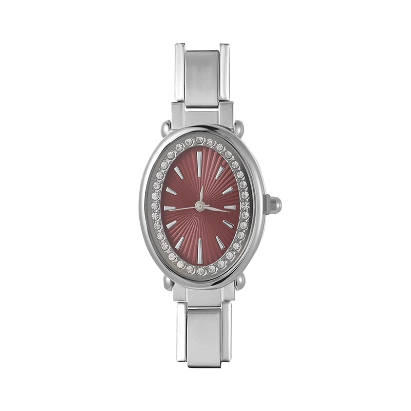 2026New Fashion Men Womens Stainless Steel Water Drop Oval Gems Watch
