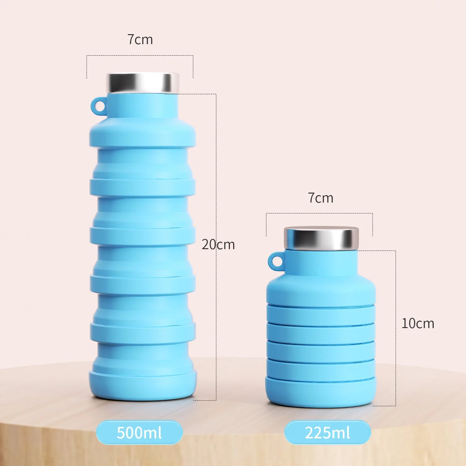 Creative Foldable Silicone Water Bottle Portable Outdoor Travel Cup Qme blue 1pc