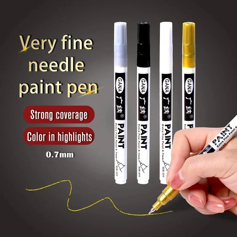 4Pcs/set High Quality Permanent Paint Markers Pen 0.7mm Fine Tip Waterproof, for Rock Painting, Wood, Metal, Canvas Qme