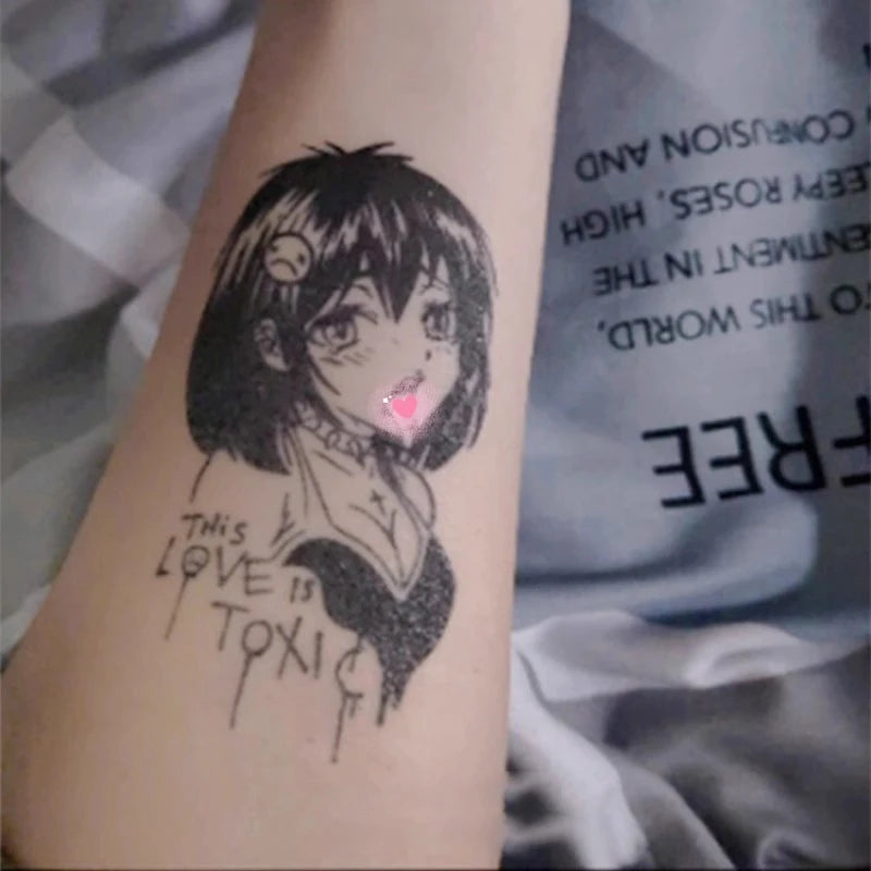 Anime Style Girl Fruit Juice Tattoo Stick Herbs Waterproof Non-Reflective Long-Lasting Two Weeks Body Art for Teens & Adults Qme