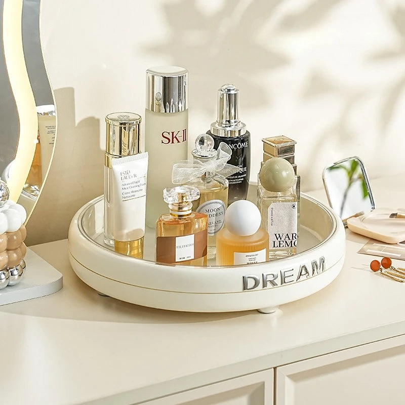 Luxury Plastic Rotating Organizer Cosmetic Storage Box Fruit Tray Qme Rotation-InsideCream