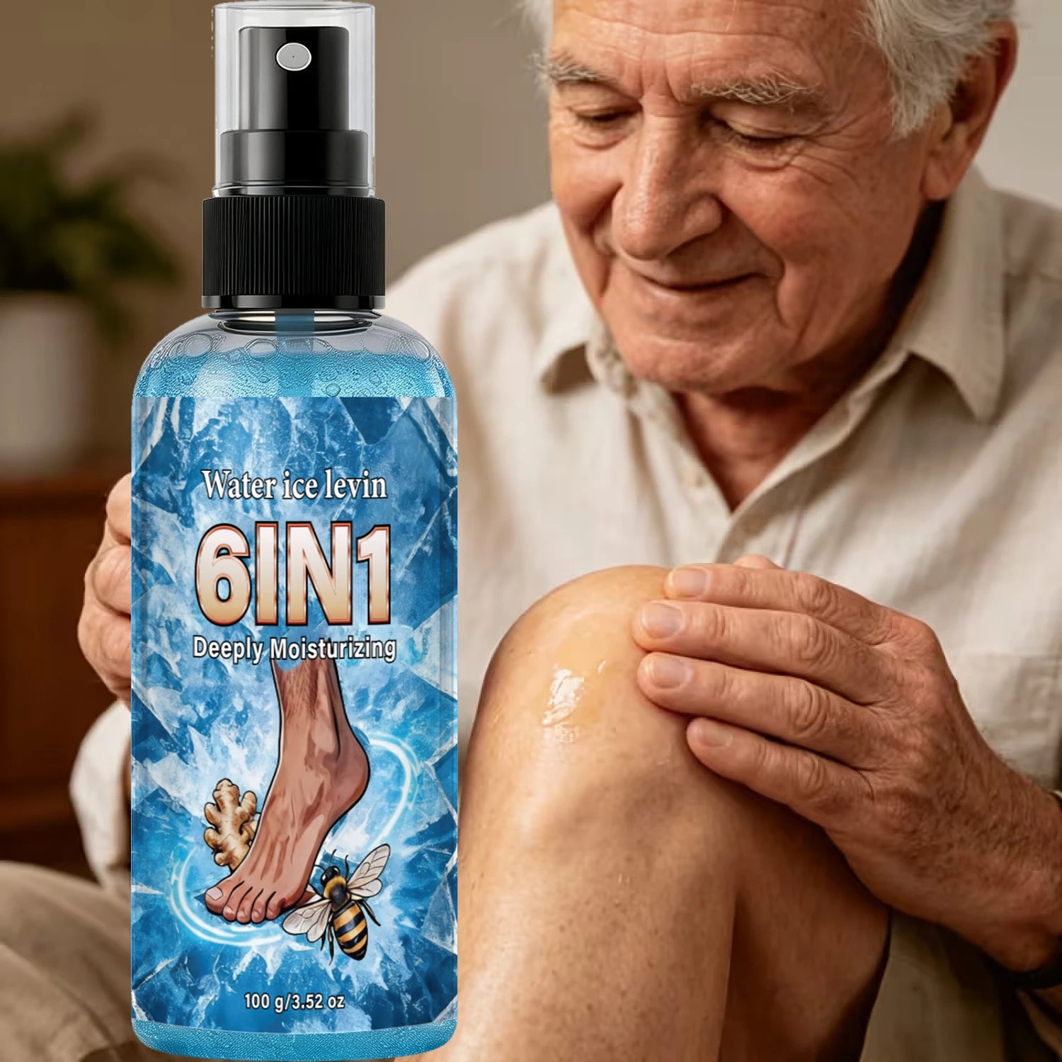 Cooling 6 In 1 Ginger Bee Venom Foot Spray, Collagen Mineral Oil Deep Moisturizing Daily Body Care Mist Qme
