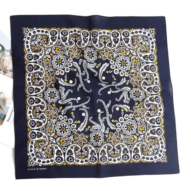 Hip Hop 100 Cotton Bandana Square Scarf Black Paisley Riding Headband Qme Blue One Size