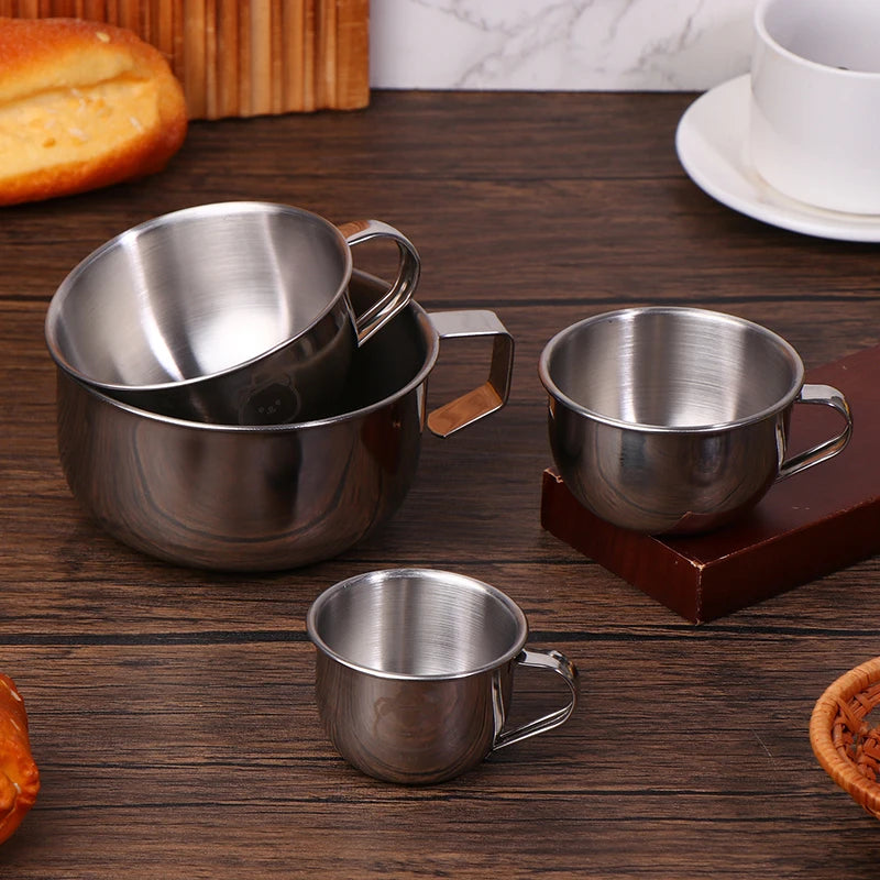 304 Stainless Steel Mini Water Cup Handle Durable Anti Scalding Milk Qme