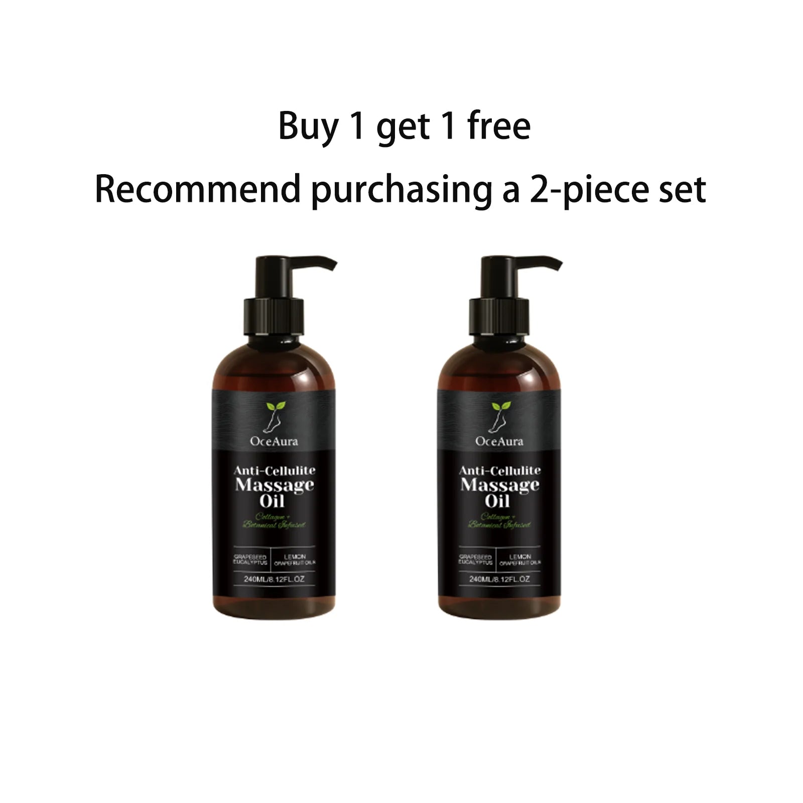 Oceaura Anti-cellulite Massage Oil Fast Absorbing Skin Firming Qme 240mlx2
