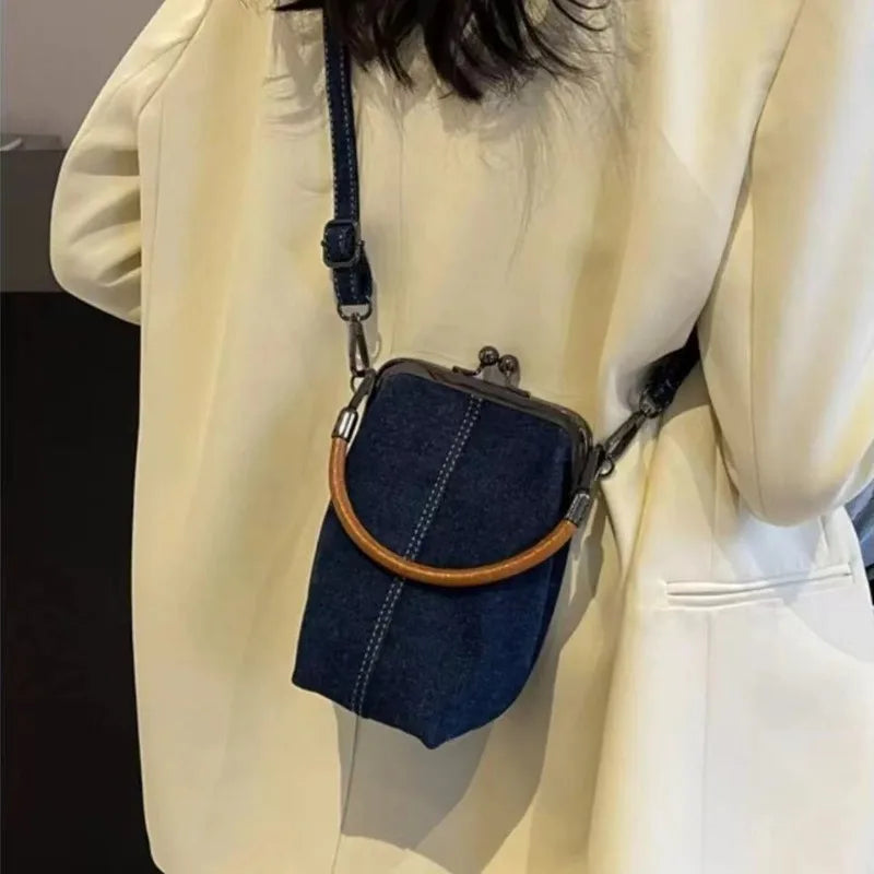 Cowboy Denim Phone Crossbody Bag Handcrafted Vintage Tote Adjustable Qme