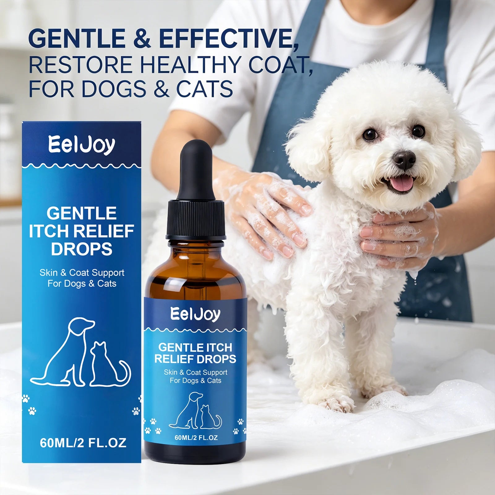 Pet Skin Care Drops Moisturizing Relieve Itching Improve Dryness & Roughness Natural Pet Skin Relief Drops Skin & Coat Support Qme