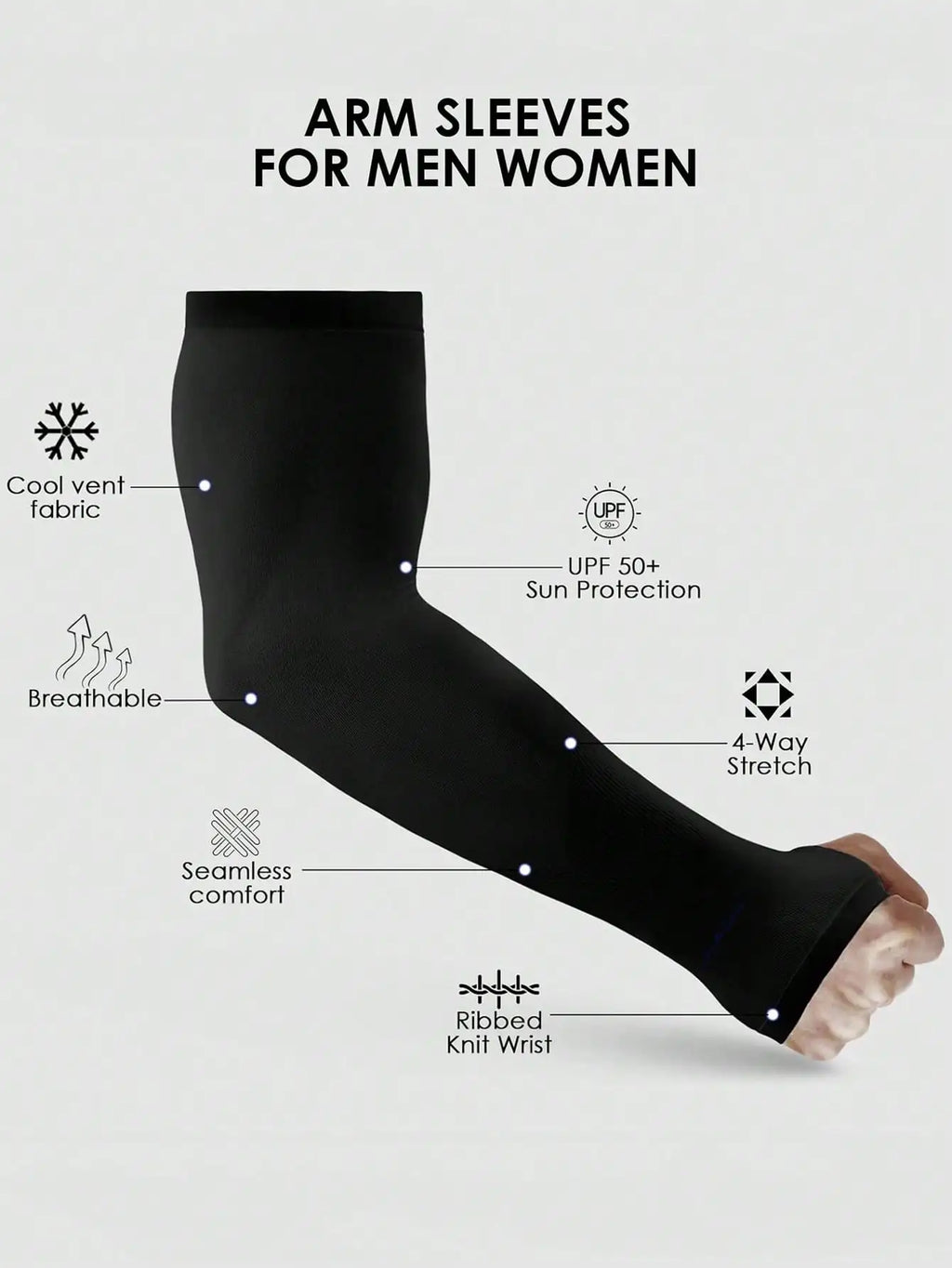 2 Sun Protection Breathable Sleeves Exposed Fingers Anti Shedding Qme