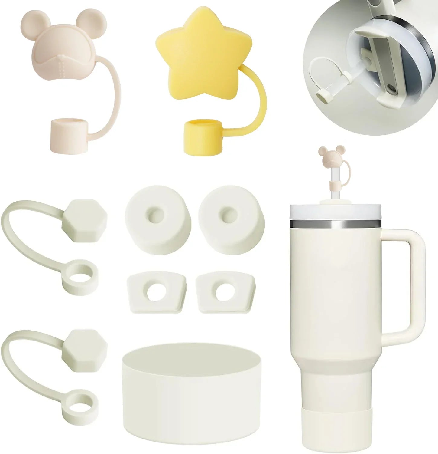 Accessories Silicone Spill Proof Stopper Straw Cover Cap 9- Straws Qme 03
