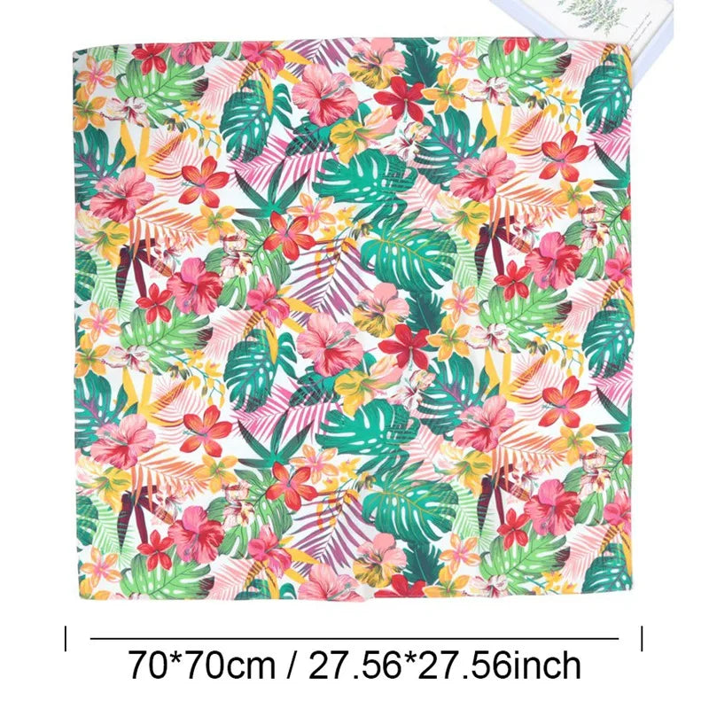70cm*70cm Flower Fashion Hip Hop 100% Cotton Bandana Square Scarf Paisley Headband for Women/Men/Boys/Girls Print Handkerchief Qme