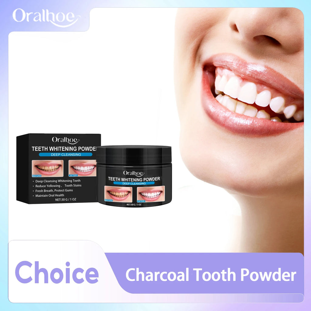Charcoal Whitening Teeth Powder Cleaning Dental Calculus Stains Improve Tooth Yellow Remove Bad Breath Bright White Toothpaste Qme