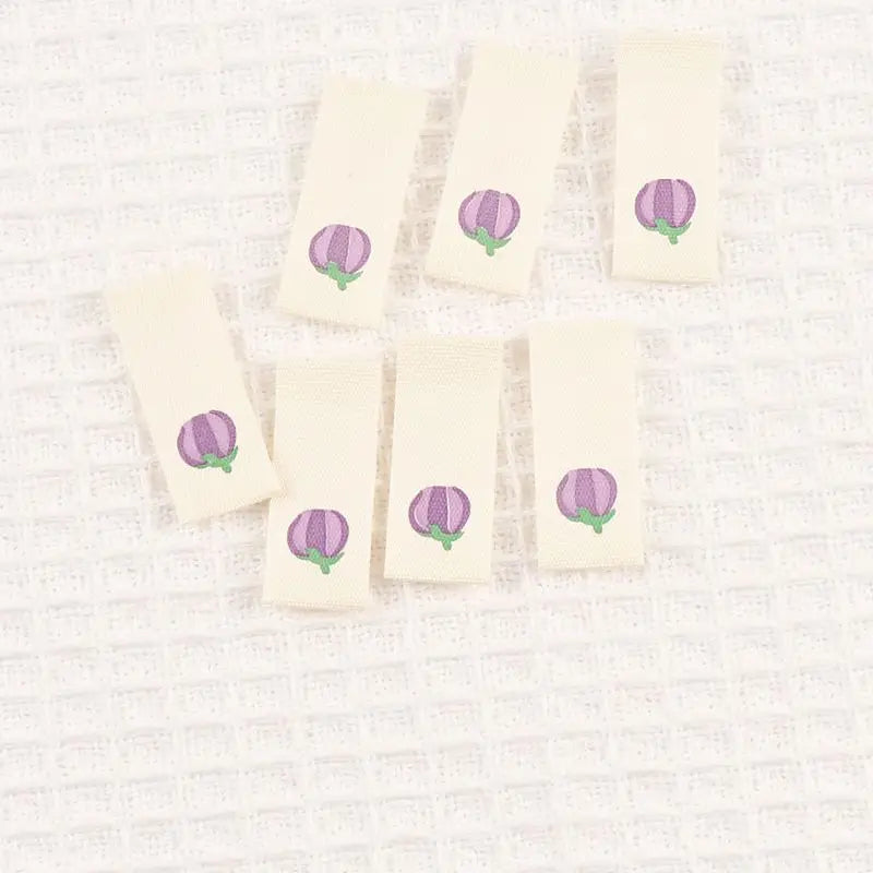 50pcs 15×38mm Mixed Pattern cotton Labels Persimmons mushrooms Pears Personalized Sewing Label DIY Clothing Decoration cp3810 Qme 15x38mm cp3810-3