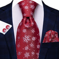 Hi-Tie Festival Xmas tie 8.5cm Men's Handkerchief Cufflinks Set Designer Halloween Cartoon Party Accessories Gift for Men Qme HT-N-0034