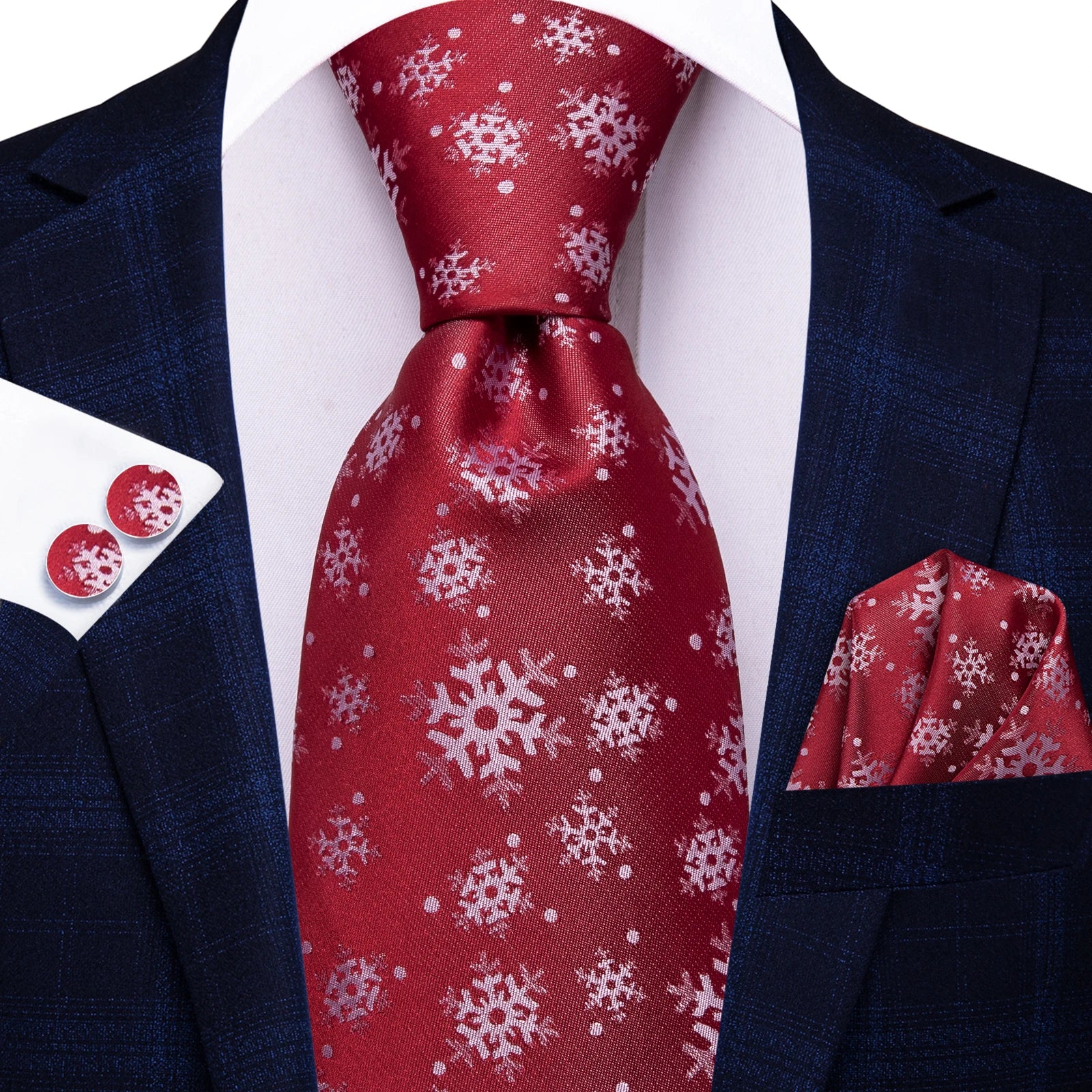 Hi-Tie Festival Xmas tie 8.5cm Men's Handkerchief Cufflinks Set Designer Halloween Cartoon Party Accessories Gift for Men Qme HT-N-0034