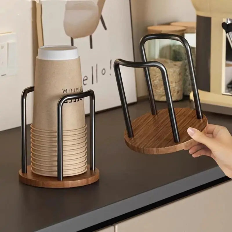 Wood Dispenser Longer Stick Mug Display Stand Organizer Supplies Qme