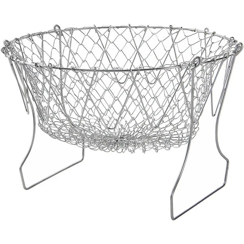 Multifunction Foldable Steam Rinse Strain Fry French Chef Basket Qme stainless steel