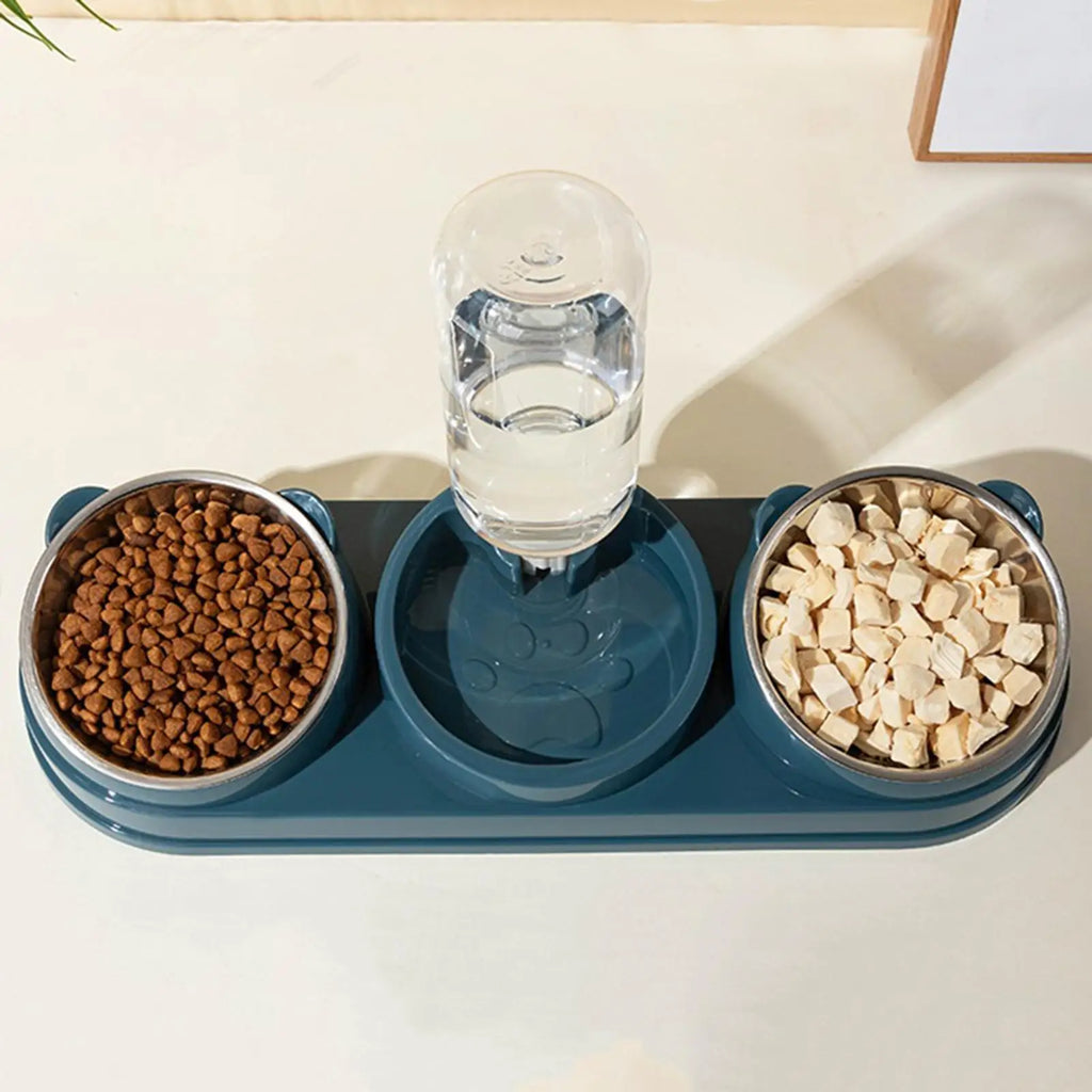 Pet Bowl Raised Dog Cat Dishes Food Water Stainless Steel Non-slip Qme