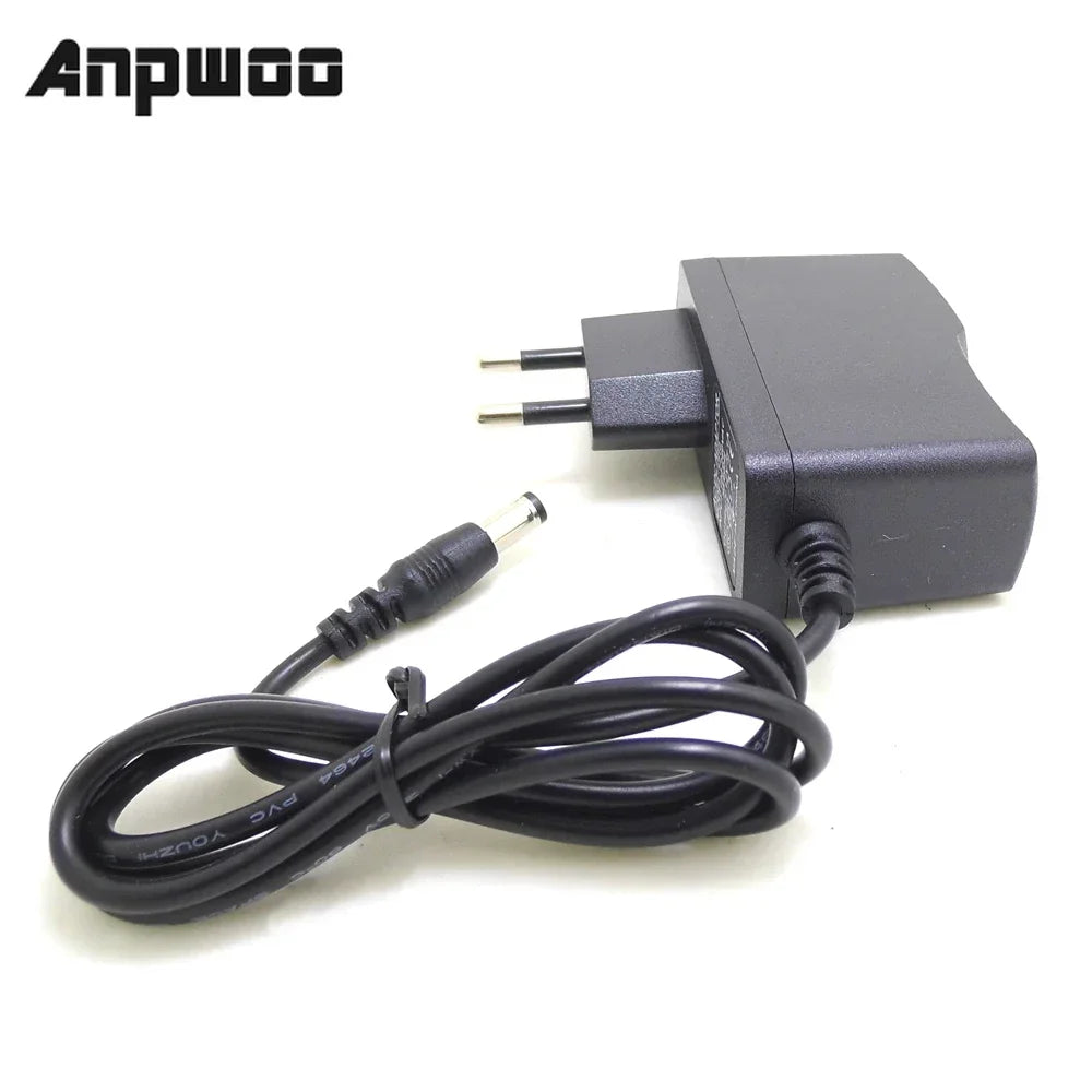 ANPWOO EU Plug AC/DC Power adapter charger Power Adapter for CCTV Camera AC 100-240V DC 12V 1A (2.1mm * 5.5mm) Qme 5pcs