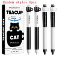 Cute Teacup Cat Gel Pens Fun Animal Quick Dry Pen Creative Rotating Qme 4pcs