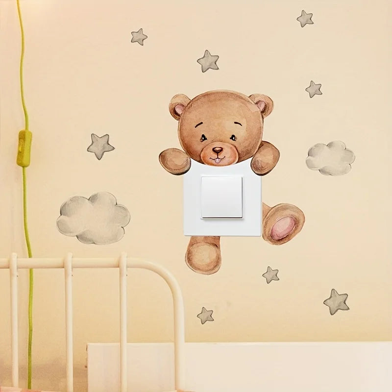 1 Little Bear Giraffe Star Elephant Cloud Switch Wall Stickers Qme