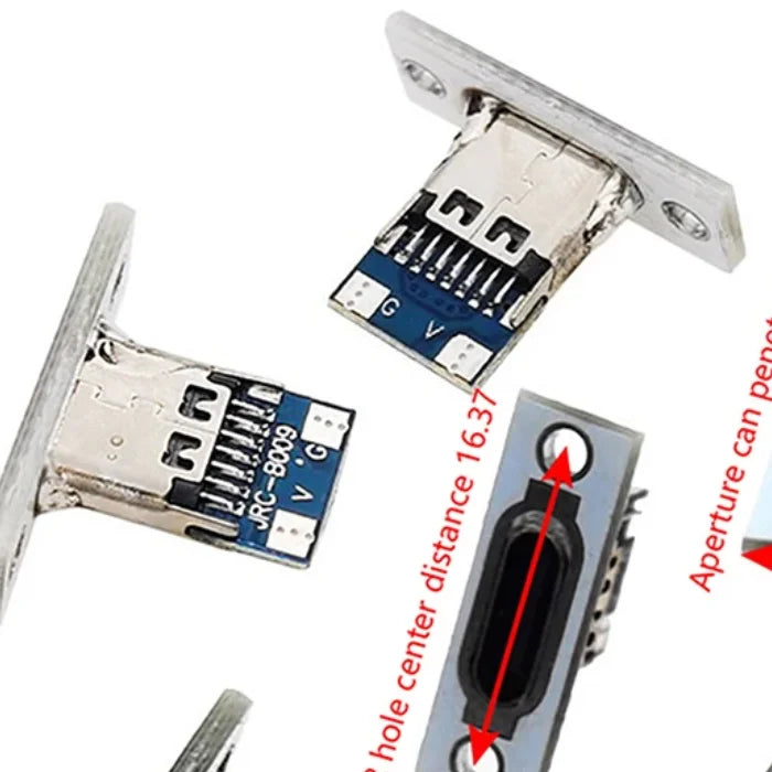 USB 3 1 C Socket Fixing Plate Type-c Jack 2Pin 4Pin Female Connector Qme
