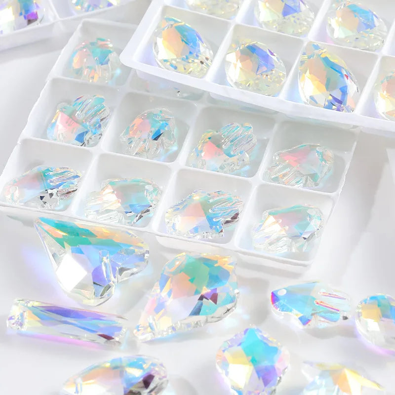 AB Color Shiny Crystal Charms Pendants Loose Beads for Necklace Bracelet Earring DIY Crafting Jewelry Accessory Making Supplies Qme