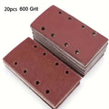 20pcs 8-Hole Rectangular Premium Flocked Sandpaper Sheets, Self-Adhesive, 185X93mm - Assorted Grits (60-600) For Air Grinders Qme 20pcs 600 Grit