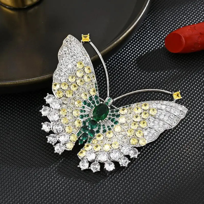 Fashion Exquisite Rhinestone Butterfly Brooches For Women Clothing Coat Jewelry Accessories Gift Qme