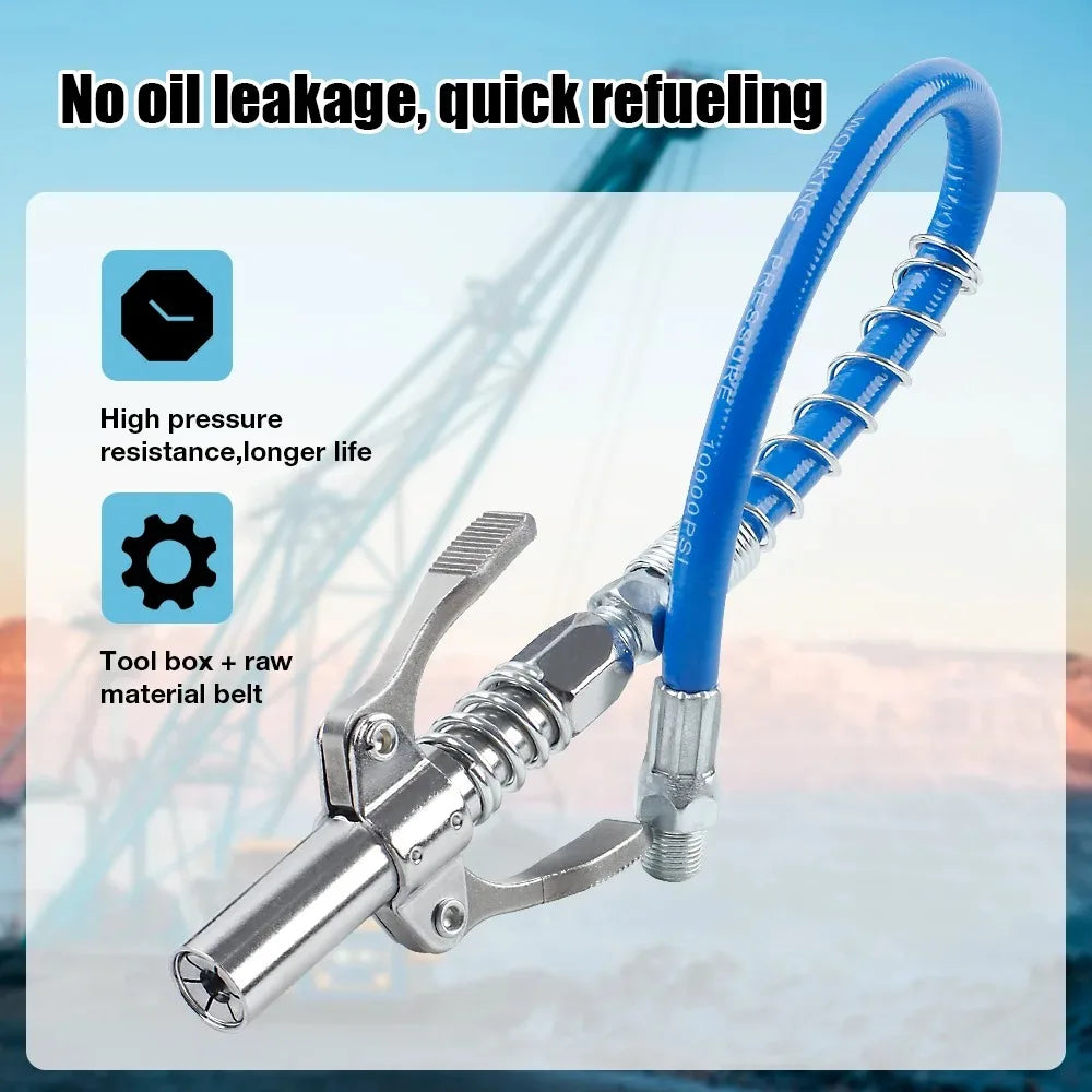 New 10000PSI Grease Gun Coupler Nozzle Hose Pump Syringe NPTI/8 Oil Pump Release Grease Nozzle Injector for Car Repair Tool Qme