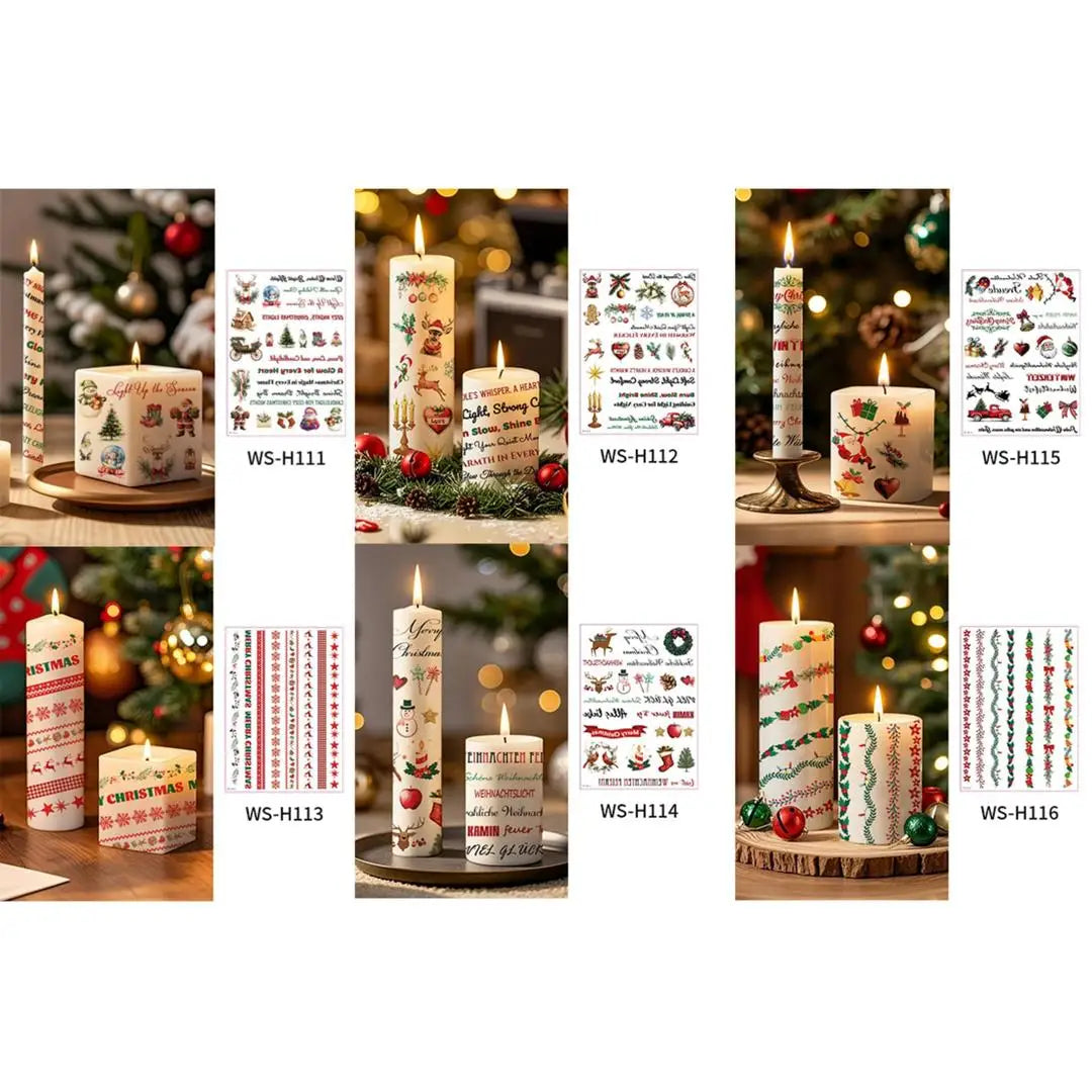 A Multi-purpose Xmas Tattoo Sticker Set Easy To Stick, Decorative Decals for Candle Window, Home Christmas Party Decorations Qme 6pcs WS-H111H116 1