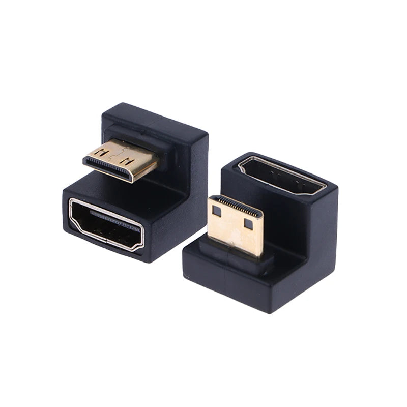 HDMI-Compatible Adapter 360 Degree Angled U-shaped L Converter Mini Qme