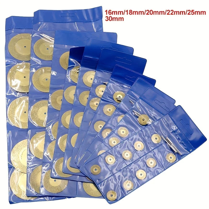 12pcs 1Set 16-22mm Diamond Wheel Saw Circular Cutting Blade Rotary Tool Titanium Coated Diamond Cutting Blade Qme