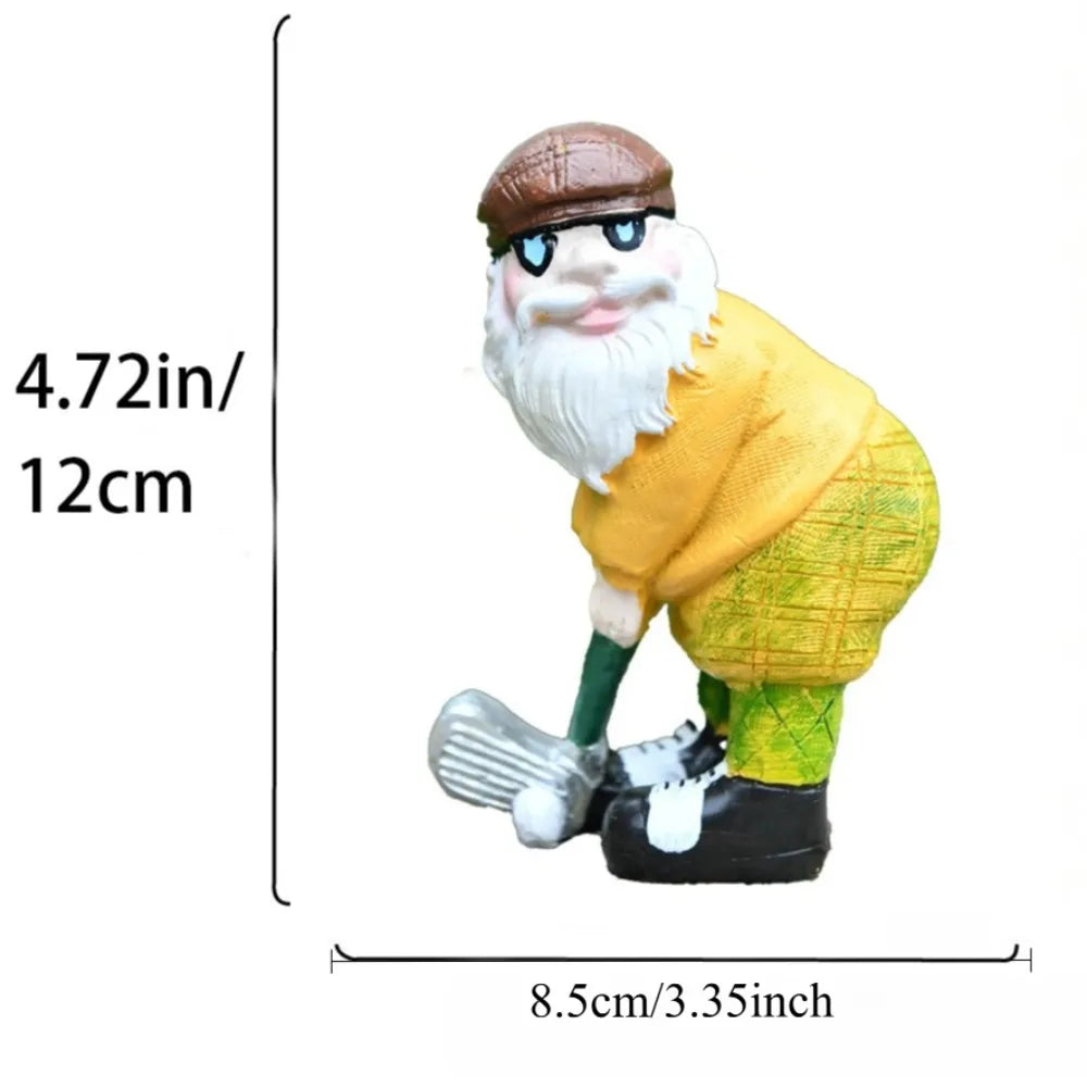 Dwarf Garden Statue Golf Elderly Resin Ornament Outdoor Decor Lawn Qme 1pc