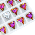 12Pcs Crystal 6240 Wild Heart Pendant Glass Austria Loose Beads Charms Rhinestones for DIY Earring Necklace Jewelry Accessories Qme 001RF 14x17mm-12pcs
