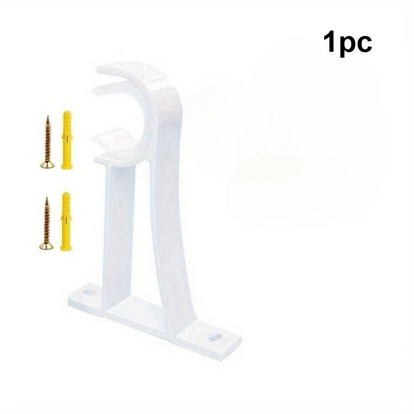 Curtain Rod Bracket, Heavy Duty Metal Wall Mount Support for Curtain Poles Qme White 1pc
