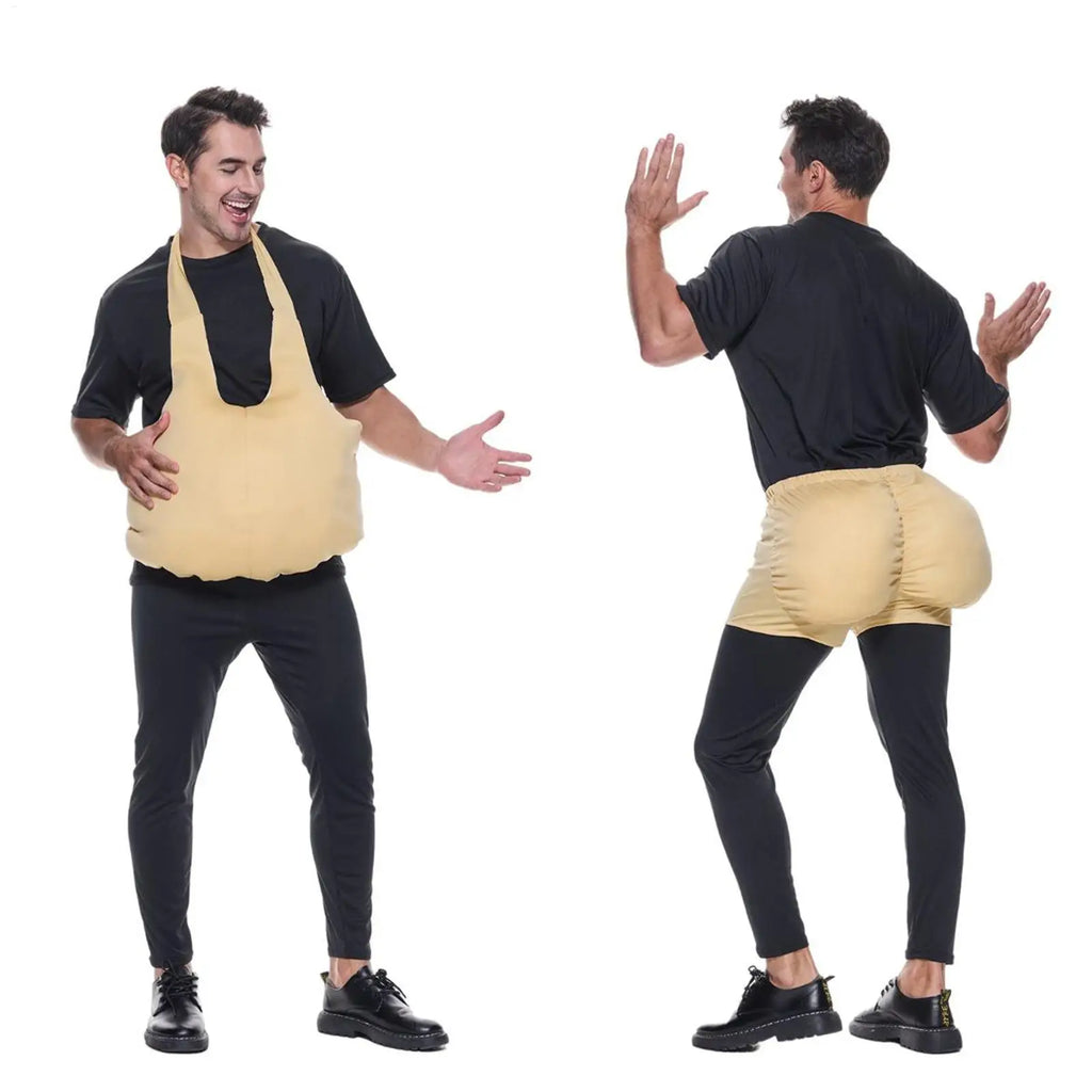 Fake Butt Belly Men Old Lady Big Booty Pregnant Woman Fat Suit Costume Belly for Men Funny Cosplay Dress Up Halloween Party Qme