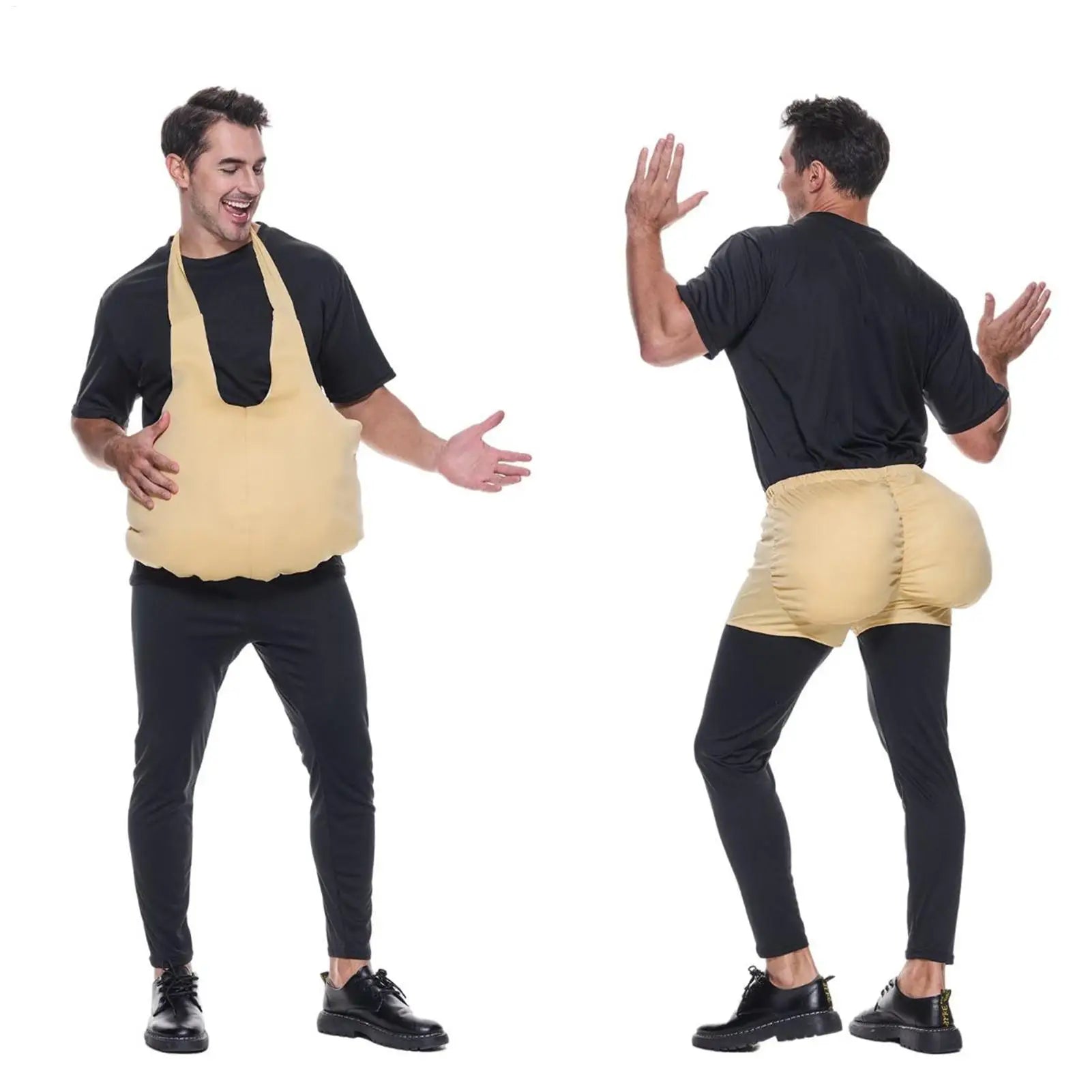 Fake Butt Belly Men Old Lady Big Booty Pregnant Woman Fat Suit Costume Belly for Men Funny Cosplay Dress Up Halloween Party Qme