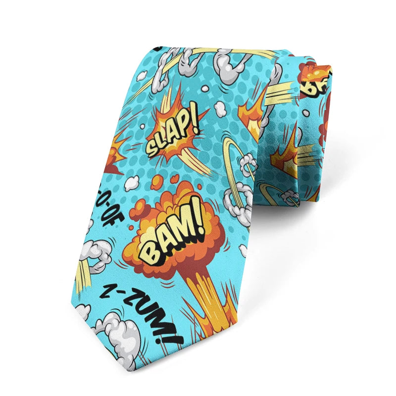 Trendy Players Street Art Tie Casual Fashion Funny Men's Wedding Qme style3