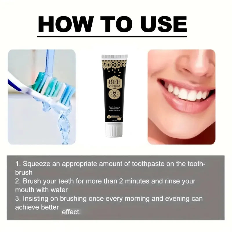 Bee Venom Mint Care Deep Cleansing Toothpaste: Freshens Breath, Gentle Foam, Bee Venom Extract Helps Promote Healthy Teeth - 100g Tube Qme
