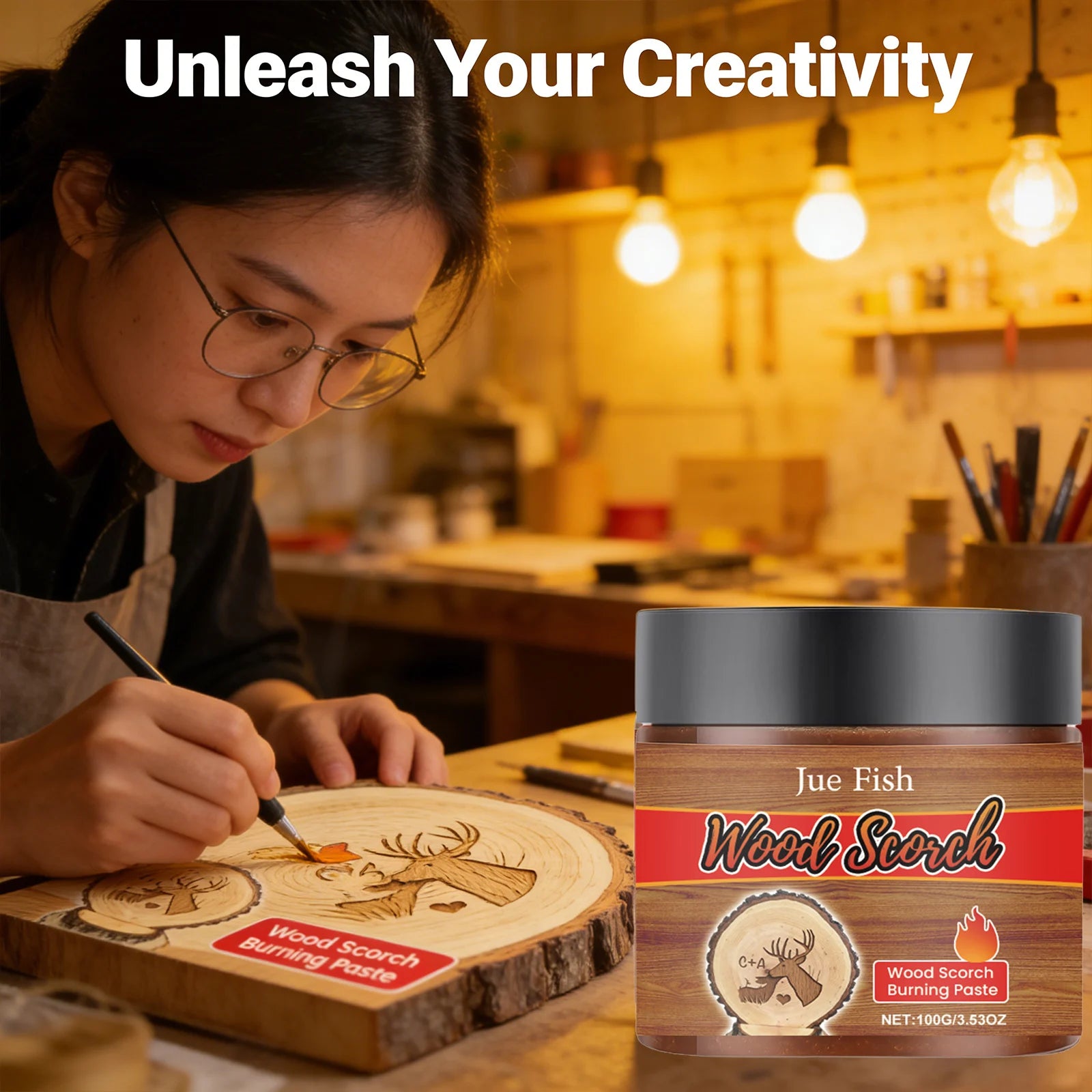 Wood Scorch Burning Paste DIY Pyrography Handmade Personalization Stimulate Creativity Interesting Combustion Effect Unique Gift Qme