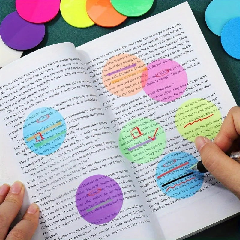 160pcs Transparent Sticky Notes, Morandi Cute Round Clear Waterproof Sticky Tabs, Translucent Book Markers Page Flags Stickers Qme