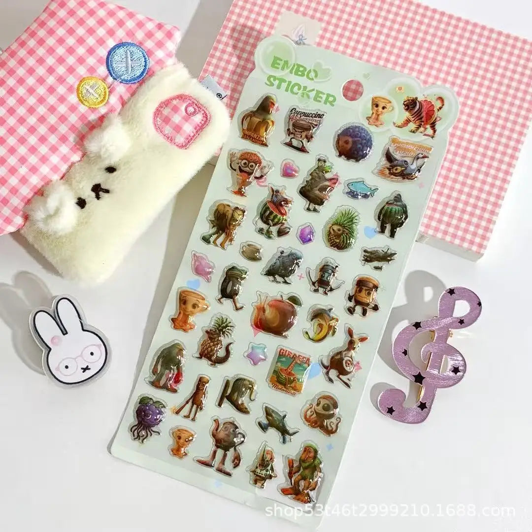 Fantasy Cartoon Animal 3D Hollow Stickers for DIY Scrapbook Phone Case Decoration Birthday Gift Classroom Reward Supplies Qme GN